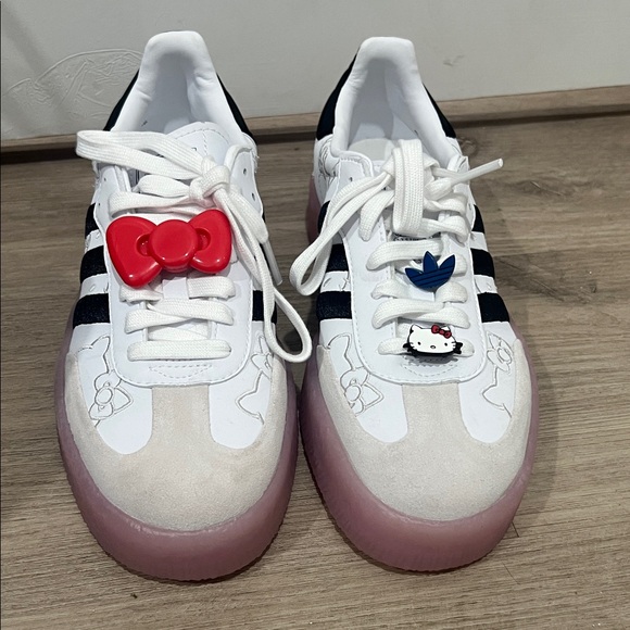 Adidas Sambae Hello Kitty Sneakers - White, Black, and Pink, Size 7.5 - Picture 1 of 9